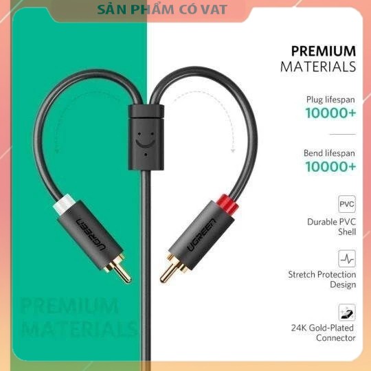Dây chuyển đổi 3.5mm ra 2RCA (HOA SEN) Dài 1-8m UGREEN AV102