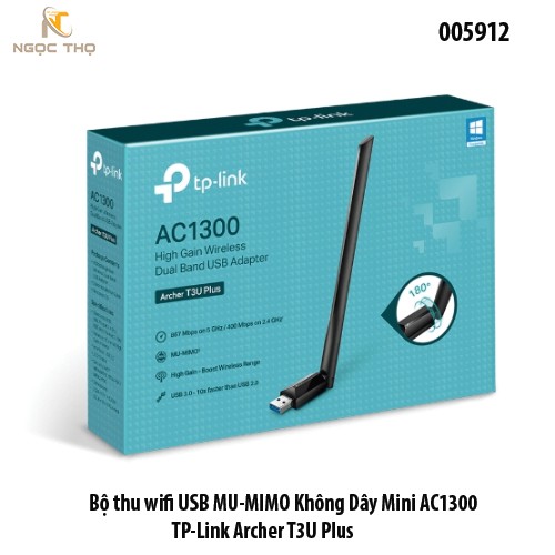 Bộ Usb thu Wi-Fi  TP-Link Archer T3U Plus – AC1300 MU-MIMO – USB 3.0 – Băng Tần Kép 2.4GHz & 5GHz – Chính Hãng Full VAT