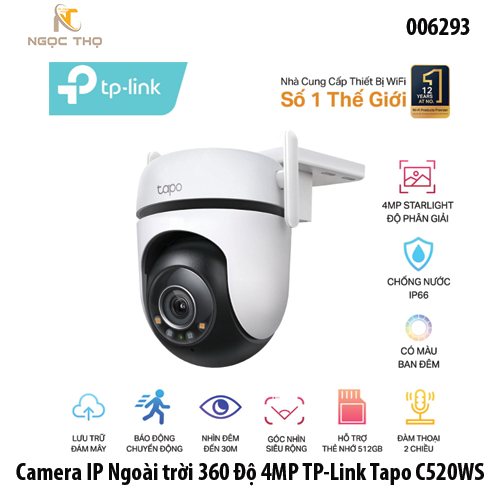 Camera IP Ngoài Trời 360° 4MP TP-Link Tapo C520WS – Chính hãng – Full VAT