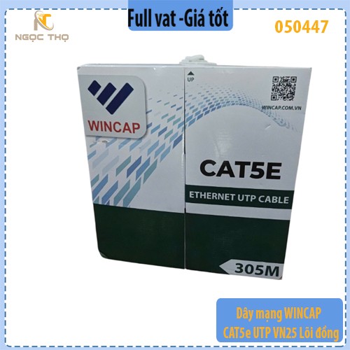 Dây mạng Wincap CAT5e UTP VN25 – Lõi đồng nguyên chất 0.50mm – 305m/cuộn – Full vat ( giá theo cuộn)