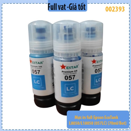 Mực in full Epson EcoTank L8050/L18050 (057/003 LC) – Light Cyan – 70ml/chai – Chính hiệu Estar – Full VAT