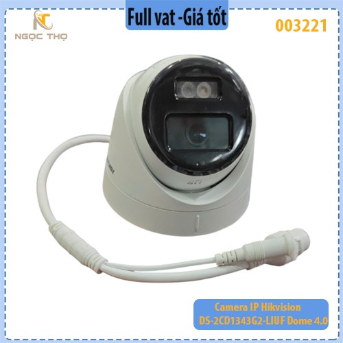 Camera IP Dome 4MP HIKVISION DS-2CD1343G2-LIUF – Hồng ngoại 30m, Tích hợp Mic, IP67, PoE – Chính hãng – Full VAT