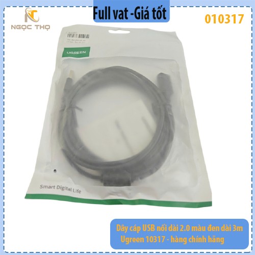 Cáp USB nối dài 2.0 Ugreen 10317 – dài 3m – tốc độ 480Mbps – chính hãng – full VAT
