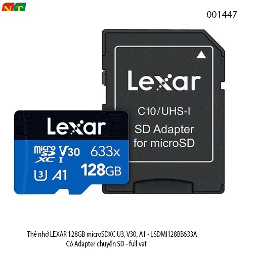 Thẻ nhớ Lexar 128GB microSDXC U3 V30 A1 – Tốc độ cao, quay 4K mượt – Chính hãng – Full VAT