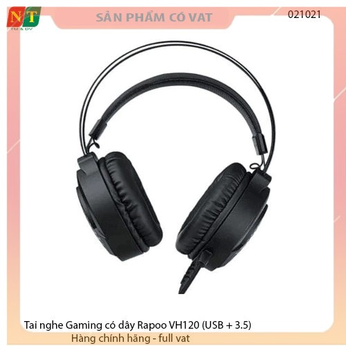 Tai nghe RAPOO VH120 màu đen (USB + 3.5)- Hàng chính hãng- Full Vat