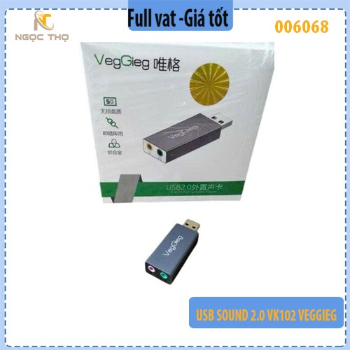 USB Sound – Card âm thanh USB 2.0 3.5mm VegGieg VK102 – chính hãng – full VAT
