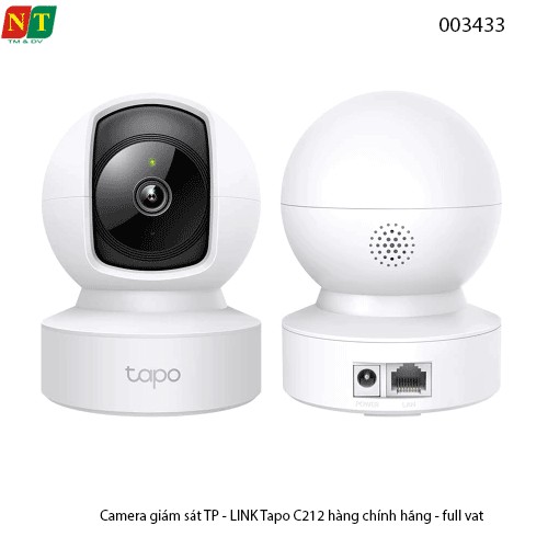 Camera Wi-Fi TP-Link Tapo C212 – 3MP 2K, quay quét 360°, IR 10m, đàm thoại 2 chiều – Chính hãng – Full VAT – BH 24T