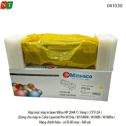 Hộp mực laser Mitsuco HP 204A Y (Vàng) – CF512A – dùng cho M154a / M154nw / M180n / M181fw – Chính hiệu – Full VAT