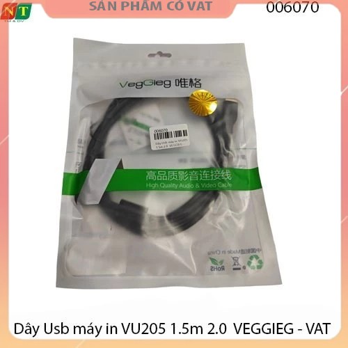 Dây Usb máy in VU205 1.5m 2.0 VEGGIEG - Cáp Usb máy in VU205 1.5m 2.0 VEGGIEG - Full vat