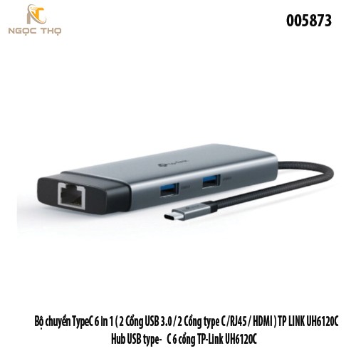 Bộ chuyển USB-C 6-in-1 TP-Link UH6120C – 4K@60Hz • RJ45 Gigabit • USB 3.0 • PD 100W - Chính hãng – Full VAT