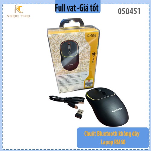 Chuột Bluetooth không dây Lapop RM60 – Đa thiết bị, chính hiệu, bảo hành 24 tháng, full VAT