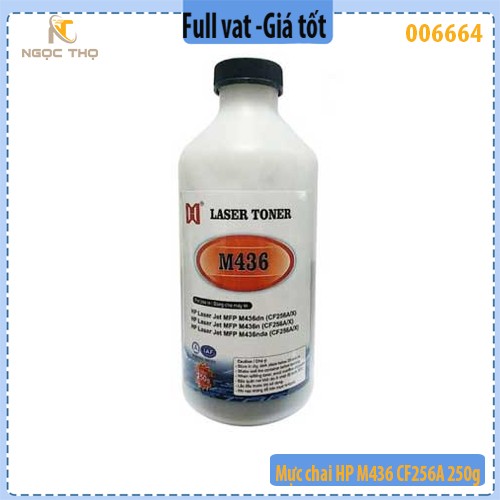 Mực chai HP M436 CF256A 250g – in 6.500 trang – đen đậm – dùng cho HP LaserJet M436 M406 Canon LBP MF series – full VAT