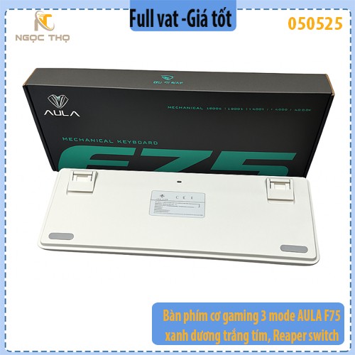 Bàn phím cơ không dây 3 chế độ AULA F75 – Xanh Dương Trắng Tím – Reaper Switch – LED RGB – Layout 75% – Gõ Êm