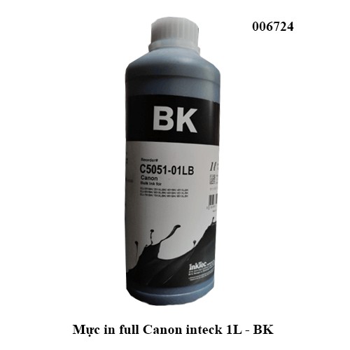 Mực in full inteck đen 1L – BK (Black) dùng cho máy in phun Canon / Brother – Mực nước (dye) – Hàng chính hiệu inteck