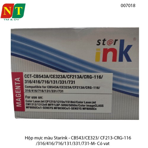 Hộp Mực Màu Starink CB543 / CE323 / CF213 – CRG-116 / 316 / 416 / 716 / 131 / 331 / 731 (Magenta) – Có Lỗ Đổ Mực