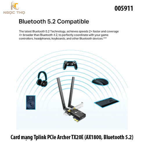 Card mạng PCIe TP-Link Archer TX20E – Wi-Fi 6 AX1800 + Bluetooth 5.2 - 2 ăng-ten High-Gain • Chính hãng • Full VAT