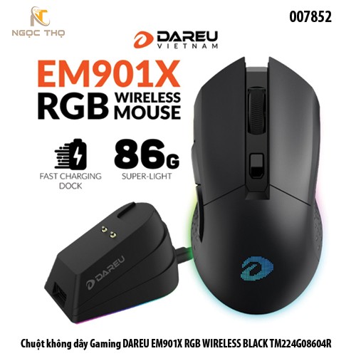 Chuột không dây Gaming DAREU EM901X RGB WIRELESS BLACK TM224G08604R - chính hãng - full vat