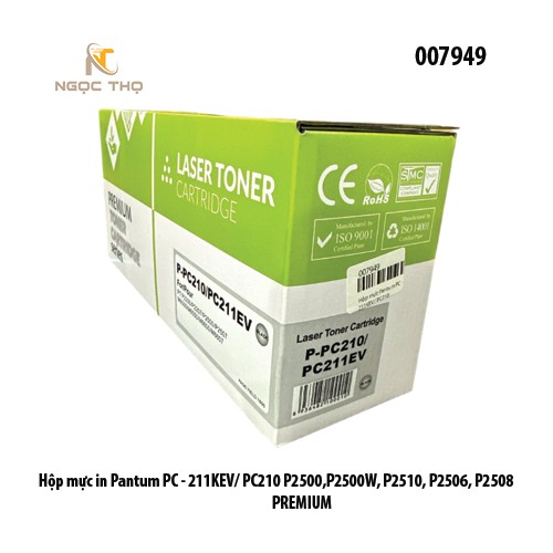Hộp mực Premium Pantum PC‑211KEV / PC‑210 – 1.600 trang – Có lỗ đổ mực & đổ thải – Dùng cho P2200 / P2500 / M6500