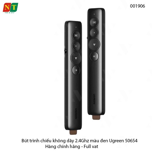 Bút trình chiếu không dây Ugreen 50654 – 2.4GHz – có laser – màu đen – chính hãng – bảo hành 24 tháng – full VAT