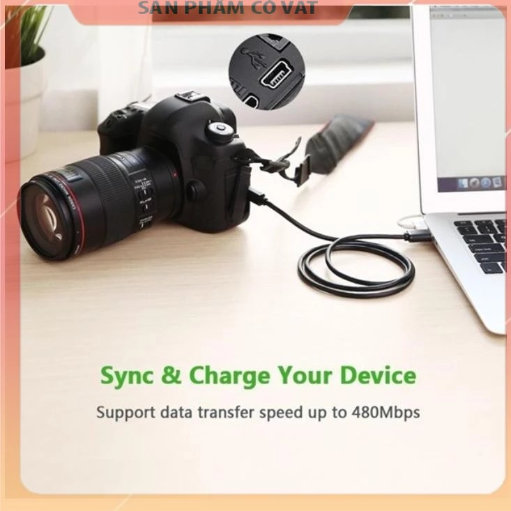 Cáp USB 2.0 to USB Mini 1,5m mạ vàng Chính hãng Ugreen 10385