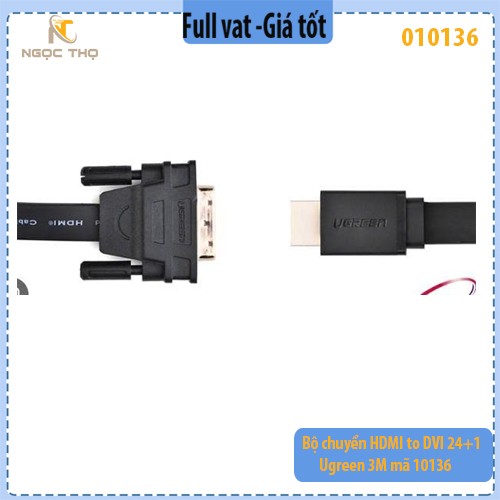 Bộ chuyển HDMI to DVI 24+1 Ugreen 3M mã 10136
