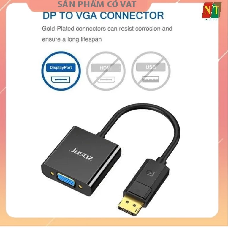 Dây chuyển đổi có chíp sét Displayport to VGA màu đen dài 25cm JASOZ T-G107