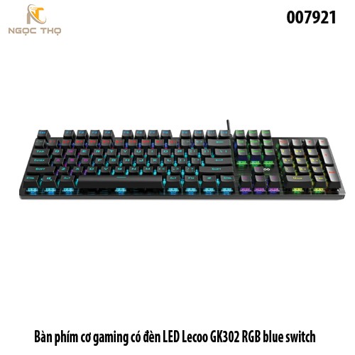 Bàn phím cơ gaming có đèn LED Lecoo GK302 RGB Blue Switch – Gõ cực đã, LED rực rỡ, chính hãng, full VAT