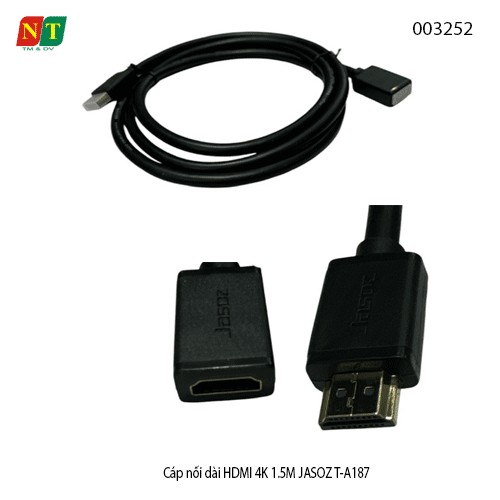 Cáp Nối Dài HDMI 4K 1.5M JASOZ T-A187 – Chính Hãng, Full VAT | 4K Ultra HD, Băng Thông 18Gbps