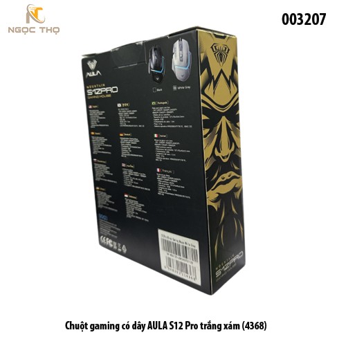 Chuột Gaming Có Dây AULA S12 Pro Trắng Xám (4368) – LED RGB – DPI 12800 – Chính Hãng – Full VAT