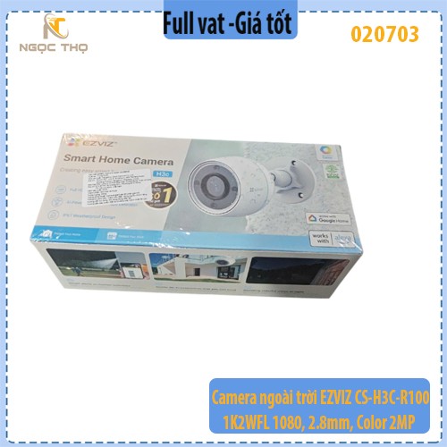 Camera Wi-Fi ngoài trời EZVIZ CS-H3C-R100-1K2WFL – 2MP 1080p, màu ban đêm, IR 30m, IP67 – Chính hãng – Full VAT – BH 24T