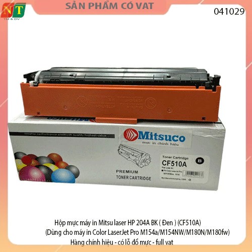 Hộp mực máy in Mitsu laser HP 204A BK ( Đen ) (CF510A) (Dùng cho máy in Color LaserJet Pro M154a/M154NW/M180N/M180fw)- H