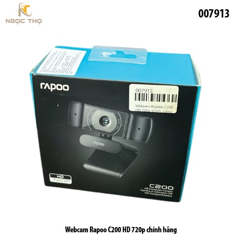 Webcam Rapoo C200 – HD 720p, mic giảm nhiễu, góc rộng 89°, xoay 360° – Plug & Play – Chính hãng – Full VAT