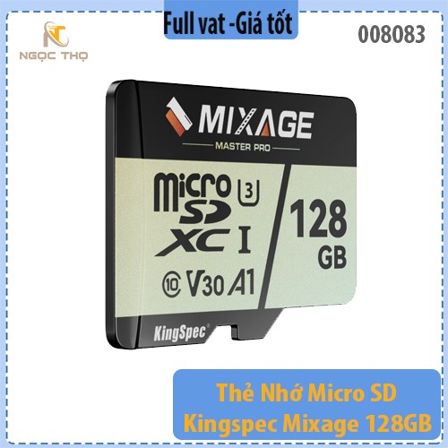 Thẻ nhớ Kingspec Mixage 128GB MicroSD – Tốc độ đọc 100MB/s, ghi 40MB/s* – Chính hãng – BH 36 tháng