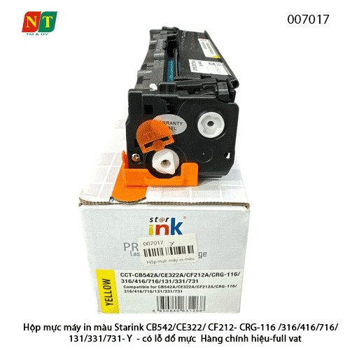 Hộp mực màu Starink Y (Vàng) – CB542A / CE322A / CF212A – Tương thích CRG-116/316/416/716/131/331/731- Hàng chính hiệu