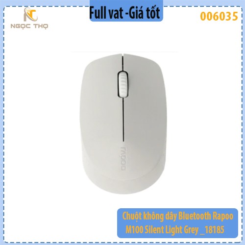 Chuột không dây Bluetooth Rapoo M100 Silent Light Grey – 2.4GHz + Bluetooth 4.0 – Silent Click – Hàng chính hãng