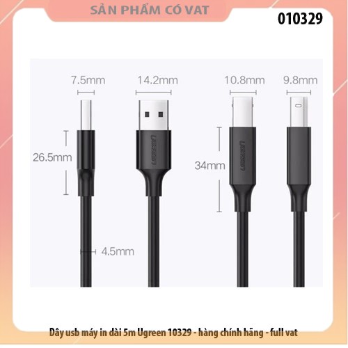 Dây usb máy in dài 5m Ugreen 10329 - hàng chính hãng - full vat