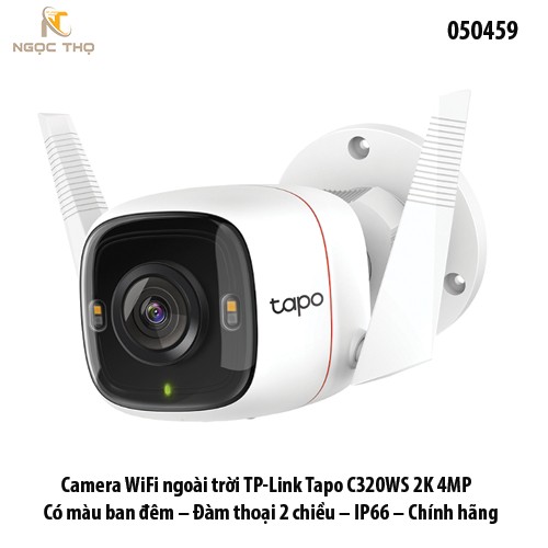 Camera WiFi ngoài trời TP-Link Tapo C320WS 2K 4MP – Có màu ban đêm – Đàm thoại 2 chiều – IP66 – Chính hãng