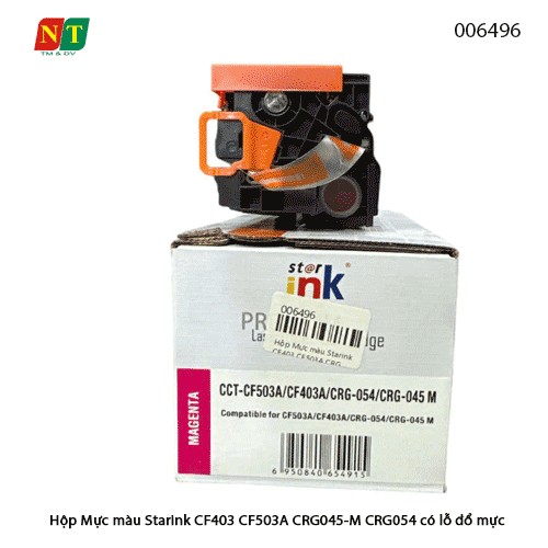 Hộp mực màu Starink CF403A / CF503A / CRG-045M / CRG-054M – Magenta – Chip 202A – Có lỗ đổ mực – Full VAT