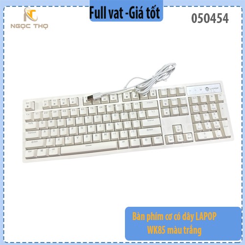 Bàn phím cơ có dây LAPOP WK85 màu trắng - phím cơ fullsize 104 phím– chính hiệu, full VAT
