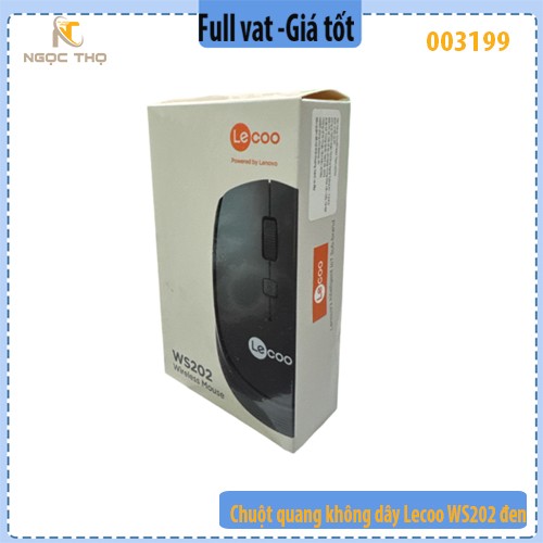 Chuột quang không dây Lecoo WS202 Đen – 800/1000/1200 DPI – Nhỏ gọn – Hàng chính hãng – Full VAT
