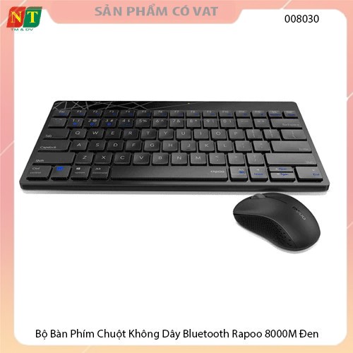 Bộ Bàn Phím Chuột Không Dây Bluetooth Rapoo 8000M Đen - 18726 - Hàng chính hãng