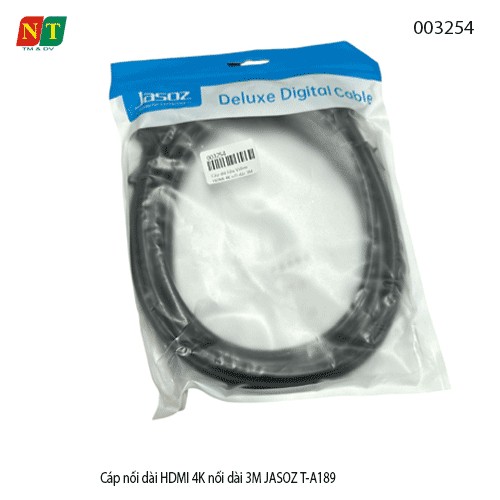 Dây Nối Dài HDMI 4K 3M JASOZ T-A189 – Chính Hãng, Full VAT | 4K Ultra HD – Băng Thông 18Gbps