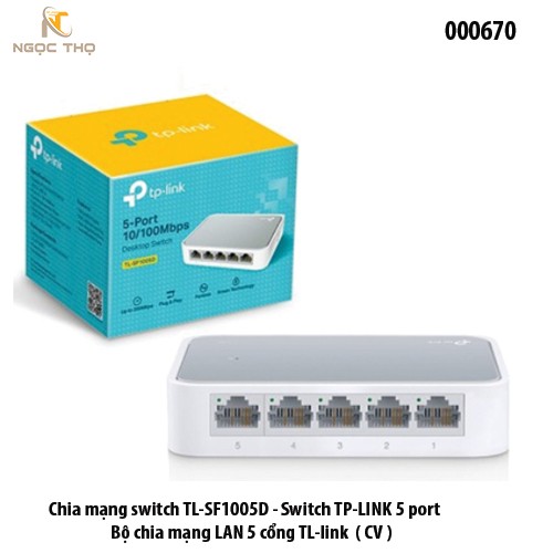 Switch TP-Link TL-SF1005D – Bộ Chia Mạng 5 Cổng 10/100Mbps – Vỏ Nhựa Nhỏ Gọn – Tiết Kiệm Điện – Hàng Chính Hãng