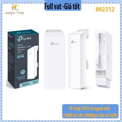 “TP-Link CPE510 | Thiết Bị Phát WiFi Ngoài Trời 13dBi – 300Mbps – 5GHz – Phù Hợp Cầu Thang Máy, Hành Lang, Camera