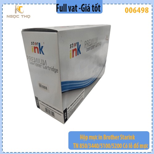 Hộp mực in Brother Starink TN 850 / 3440 / 5100 / 5200 có lỗ đổ mực - Hàng chính hiệu - full vat
