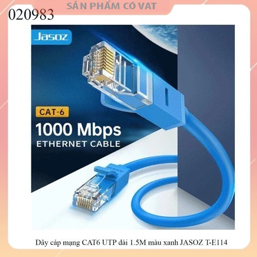 Dây cáp mạng CAT6 UTP dài 1.5M màu xanh JASOZ T-E114