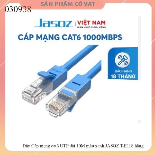 Dây Cáp mạng cat6 UTP dài 10M màu xanh JASOZ T-E118 hãng