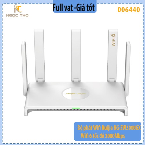 Bộ phát WiFi Ruijie RG-EW3000GX – WiFi 6 3000Mbps – 5 Ăng-ten – Dual WAN – Chính hãng – Full VAT