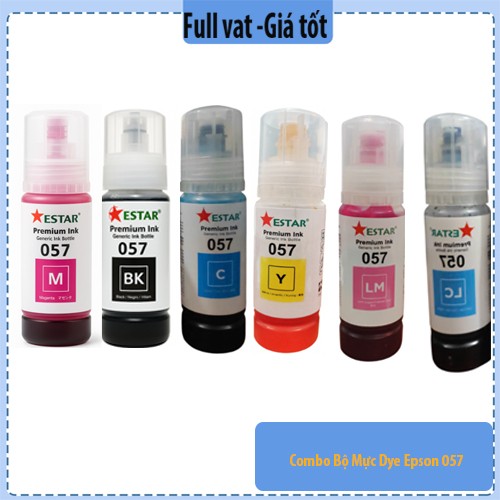 Bộ Mực Dye Epson 057 (mã C13T09D100/C/M/Y/LC/LM) – 70ml – Dùng cho Epson L8050/L18050