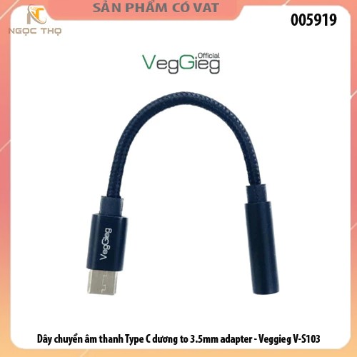 Dây chuyển âm thanh Type C dương to 3.5mm adapter - Veggieg V-S103 - FULL Vat